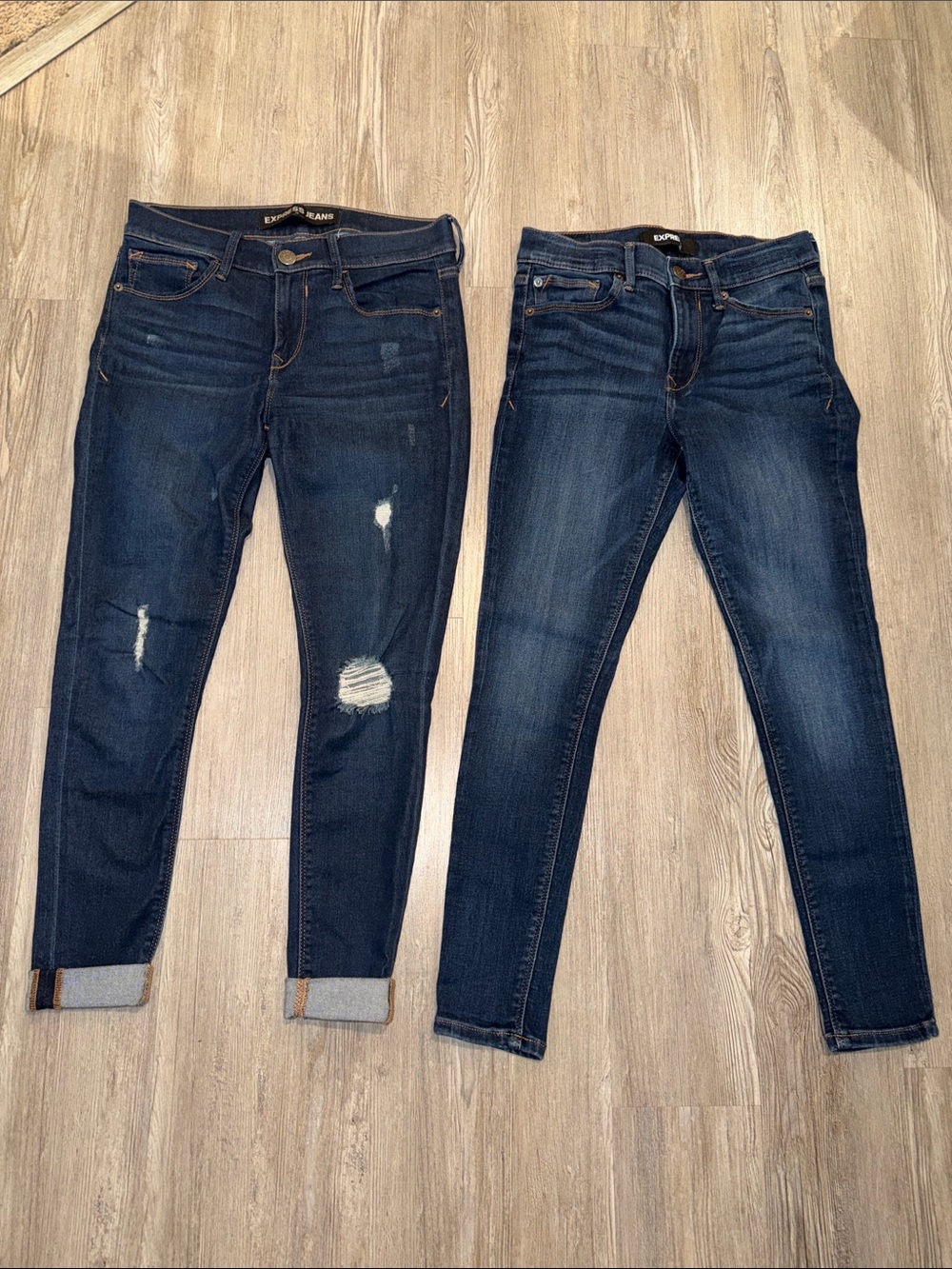 Dark Blue Express Skinny Jeans - Distressed and Classic Wash Bundle